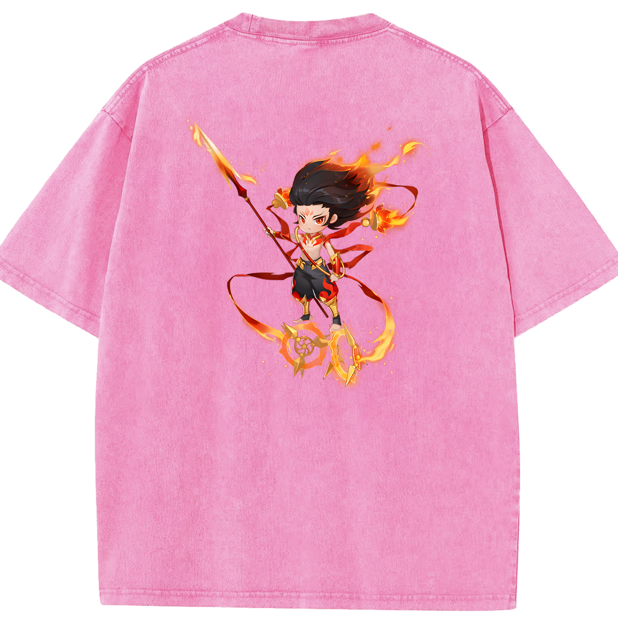 （画像用） Ne Zha 2 ナタ 魔童の大暴れ 綿100% ヴィンテージ風 半袖Tシャツ（背面プリント）